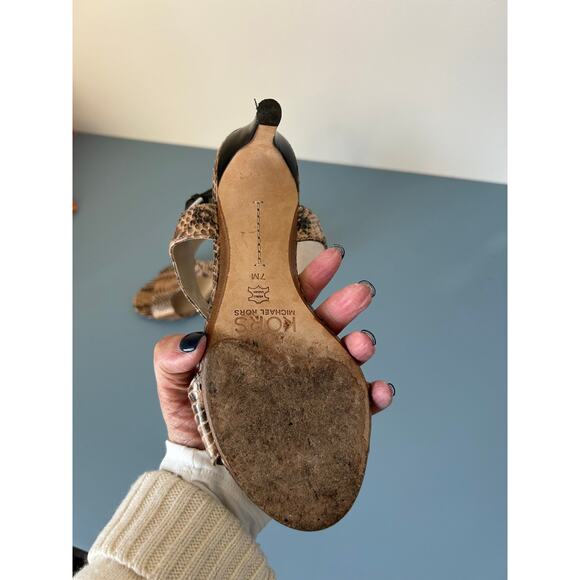 Michael Kors strappy heels size 7 snake print 3 in heel - Picture 4 of 7